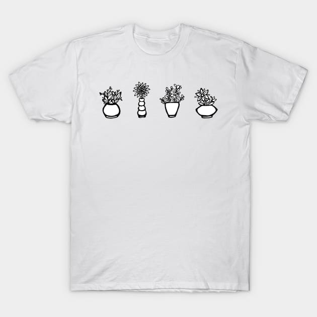 Flower Pots Doodles T-Shirt by aterkaderk